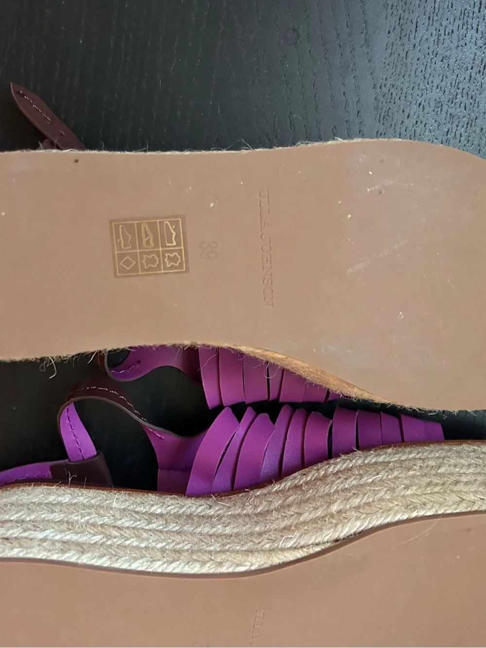ULLA JOHNSON VALENCIA TWISTED CONTRAST ESPADRILLES IN BITTER CHOCOLATE PURPLE 39